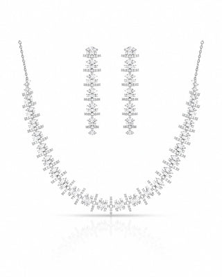 Modern Elegant Silver Plated Necklace Set – Charulata