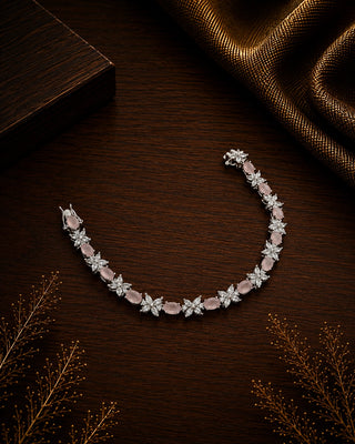 Baby Pink Color Convenient Tennis AD Bracelet - Aeri