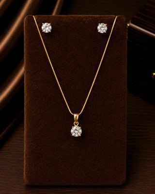 Signity Sparkling Solitare Pendant Set - Salini