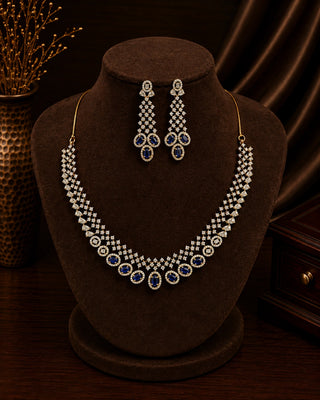 Mesmerizing Blue Prevalent Necklace Set - Kritika
