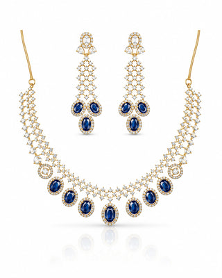 Mesmerizing Blue Prevalent Necklace Set - Kritika