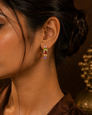 Multi Stone Channel DemiFine Earrings - Prema