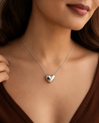 Rhodium Heart Anti Tarnish Pendant Set - Selavie
