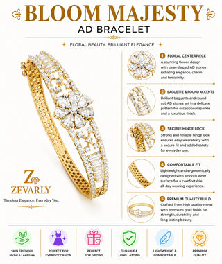 Zevarly Sadhna Floral Openable AD Bracelet