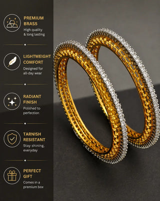 Sleek Heritage Gold Tone Single Line Bangles - Namisha