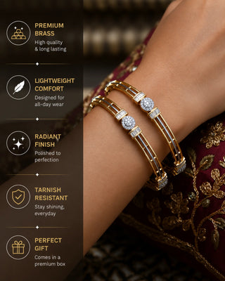 Three Wire Ball CZ Partywear Bangles - Paridhi
