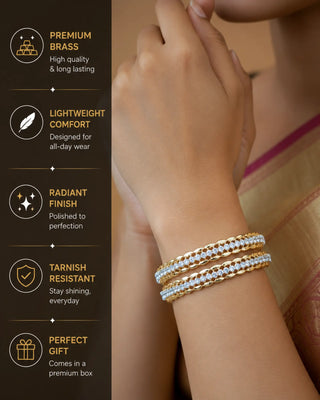 Sleek Crystal Line American Diamond Bangles - Rukmini