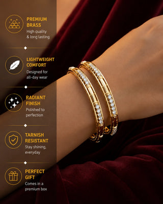 Designer Gold Plated Real Look AD Bangles - Tarini