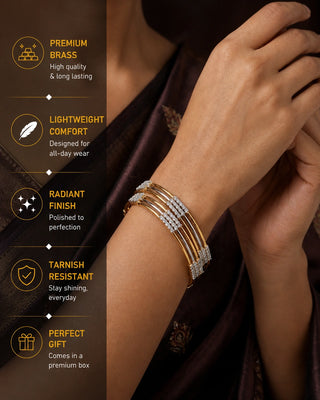 Zevarly Ekta Three Line AD Bangles