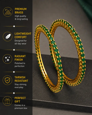 4mm Colorful AD Single line Gold Plated Bangles - Arpita