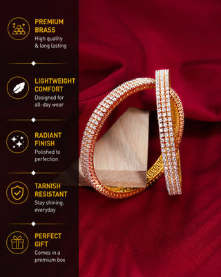 Three Parallel Line Stackable AD Bangles - Nerina