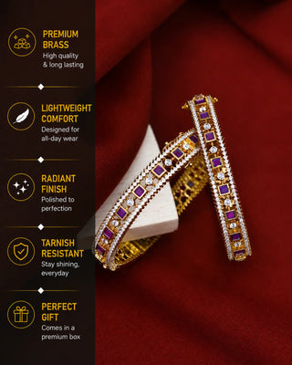 Ruby Color Openable Ad Bangles - Tisha