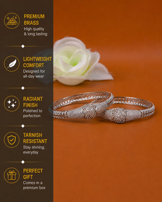 Zevarly Junia American Diamond Silver Plated Bangles