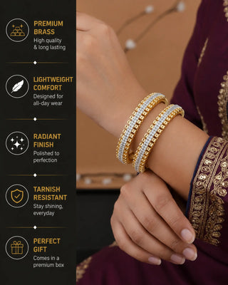 Gold Plated Indo Western Radiant AD Bangles -Fahima