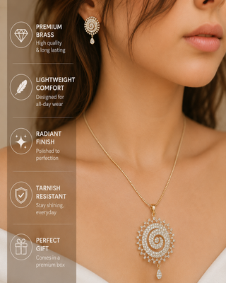 Zevarly Zara Sparkle AD Pendant Set