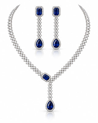 Trending Designer Y shape Blue Necklace - Suarkriti