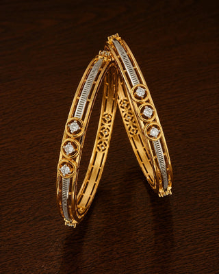 Premium Two Tone Plated Broad Cz Bangle - Sangeet