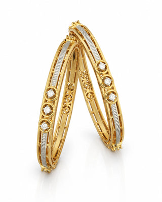 Premium Two Tone Plated Broad Cz Bangle - Sangeet