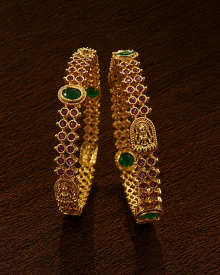 Ruby Temple Gold Plated AD Bangles - Wamika