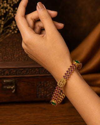 Ruby Temple Gold Plated AD Bangles - Wamika