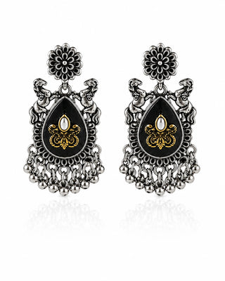 Silver Antique Vintage Artistic Chandbali - Raksha