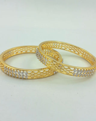 Classic American Diamond Bangles Set - AD Bangles | Side Angle View | Buy Online India | Zevarly