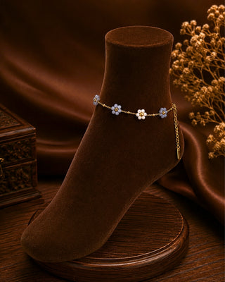 Crystal Beautiful Aesthetic Flower Anklet - Jalpa - Zevarly
