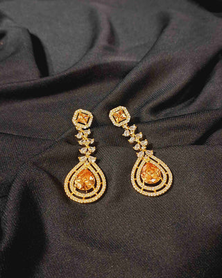 Close-up view of Champagne American Diamond Earrings