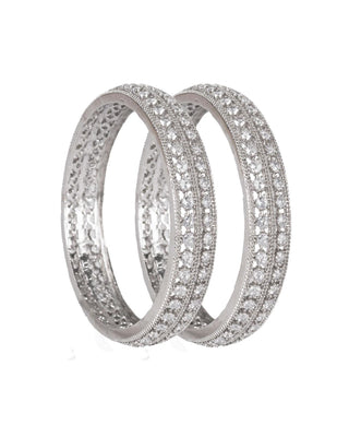 Darshika Silver Plated Bangles - Elegant Jewelry for Every Occasion White Background