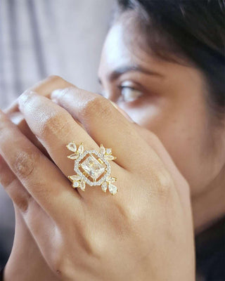Designer Cocktail Ring - American Diamond Ring | Main Product View | Buy Online India | Zevarly