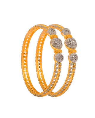 Devsena Royal Gold & Silver Plated Bangles White Background Image