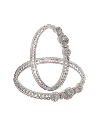 Devsena Royal Silver Plated White Background Bangles Main Image