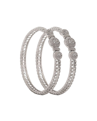 Devsena Royal Silver Plated White Background Bangles Side 2 Image