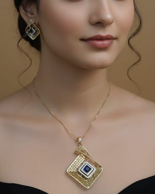 Divya Alluring Vibe Pendant Set - AD Pendant Set | Main Product View | Buy Online India | Zevarly