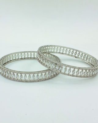 Drishti Silver Plated AD Bangles - AD Bangles | Side Angle View | Buy Online India | Zevarly