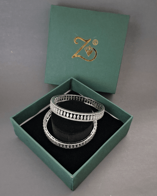 Drishti Silver Plated AD Bangles - AD Bangles | Side Angle View | Buy Online India | Zevarly