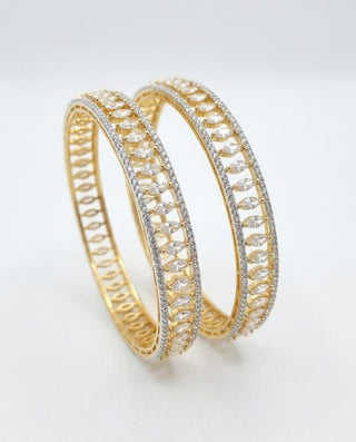 Drishti Two Tone Plated AD Bangles - AD Bangles | Side Angle View | Buy Online India | Zevarly