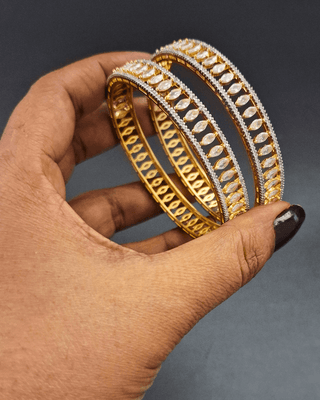 Drishti Two Tone Plated AD Bangles - AD Bangles | Side Angle View | Buy Online India | Zevarly