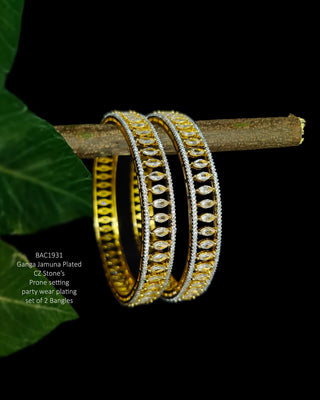 Drishti Two Tone Plated AD Bangles - AD Bangles | Side Angle View | Buy Online India | Zevarly