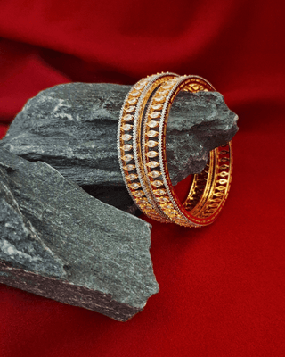 Drishti Two Tone Plated AD Bangles - AD Bangles | Side Angle View | Buy Online India | Zevarly