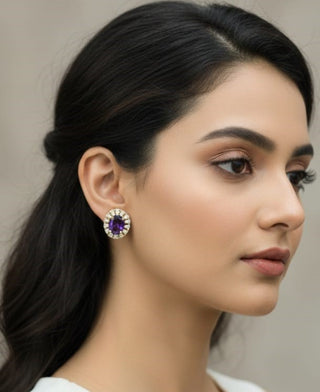 Zevarly Shivani Elegance Purple Ad Studs
