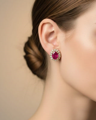 Zevarly Shivani Elegance Red Ad Studs