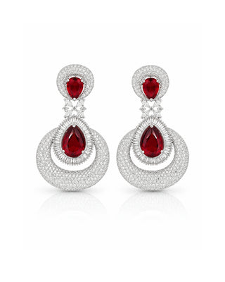 Shimmering Hydro Ruby Ad Earrings - Rukmani