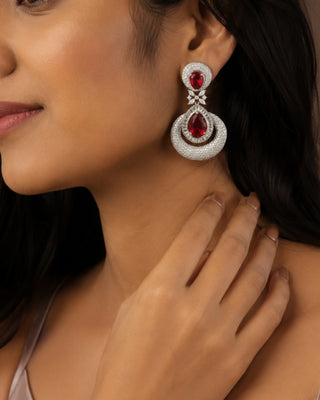 Shimmering Hydro Ruby Ad Earrings - Rukmani