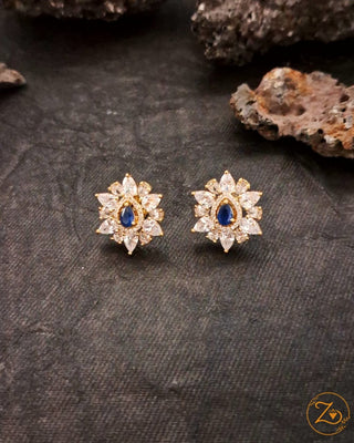 Zevarly Nitya Studs Blue Stone