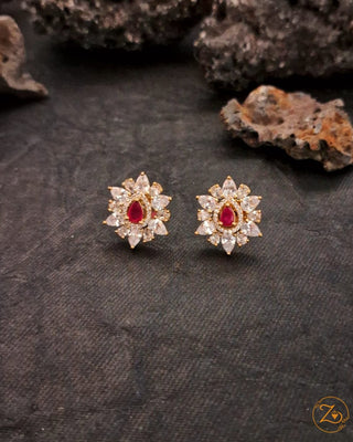 Zevarly Nitya Studs Red Stone