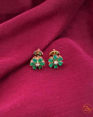 Zevarly Sitara Earrings Green Stone