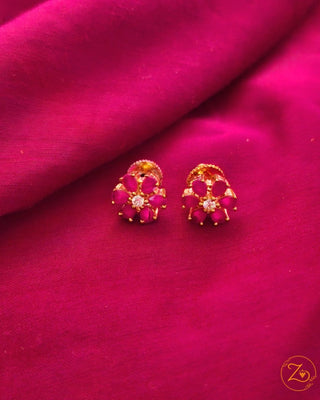 Zevarly Sitara Earrings Red Stone