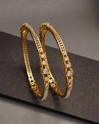 Elegant American Diamond Kada - AD Bangles | Bangle Set Close-Up | Buy Online India | Zevarly