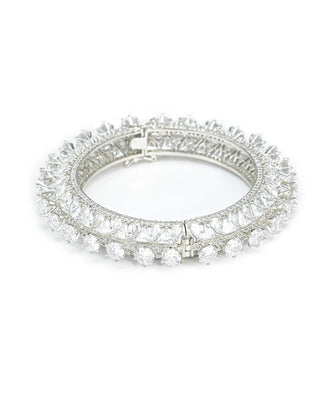 Elegant Dazzling White Crystal American Diamond Bangles white Design with White Background Side Image